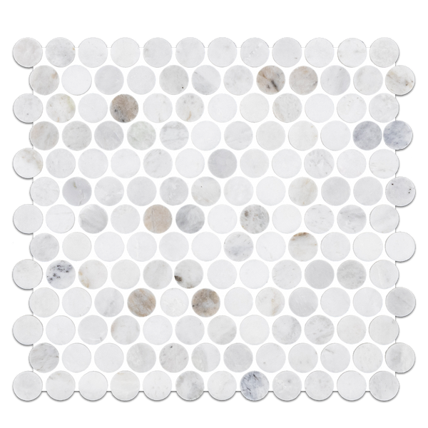 Bianco Oro 1" Rounds Mosaic Honed