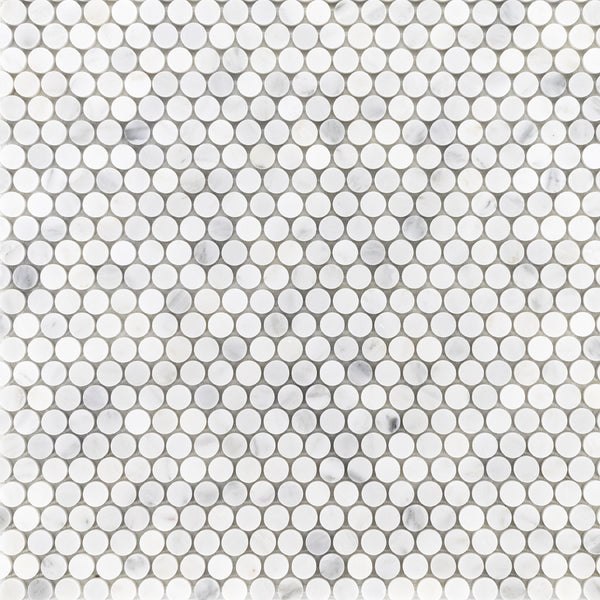 Pearl White 1" Rounds Mosaic Honed - Elon Tile