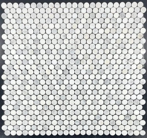 Pearl White 1" Rounds Mosaic Polished - Elon Tile & Stone