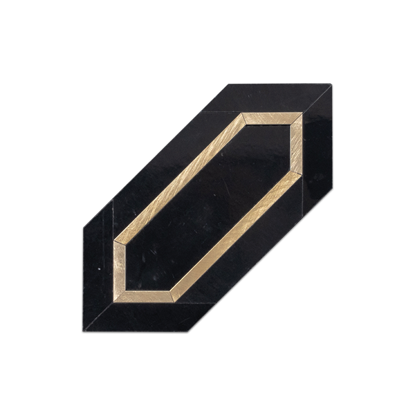 Loose Swatch - Black Picket with Gold Aluminum Mosaic Polished