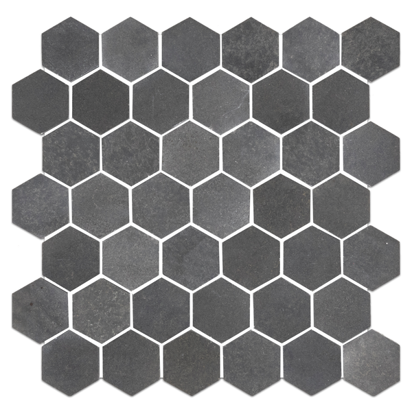 Grey Basalt 2" Hexagon Mosaic Honed