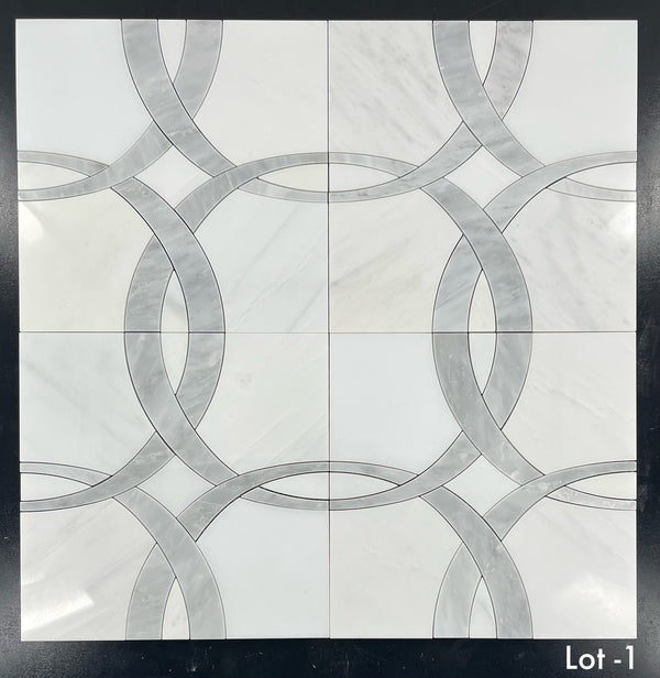 Pearl White Ribbon with Mystic Gray Waterjet Polished