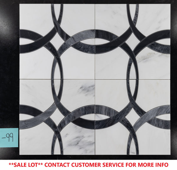 Pearl White Ribbon with Black Waterjet Polished