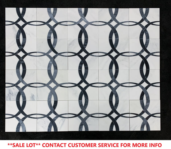 Pearl White Ribbon with Black Waterjet Polished
