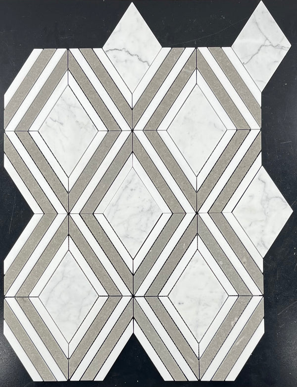 Carrara Jewel with White Thassos and Sand Dollar Waterjet Polished