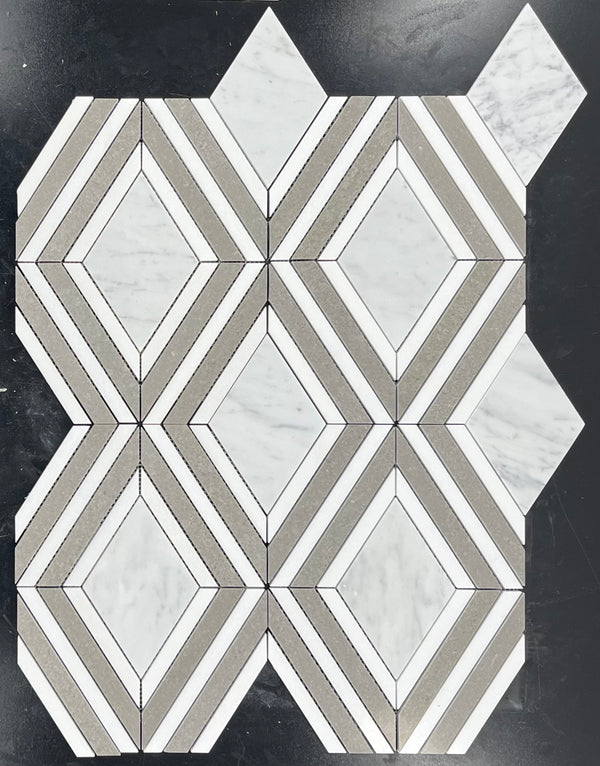 Carrara Jewel with White Thassos and Sand Dollar Waterjet Polished