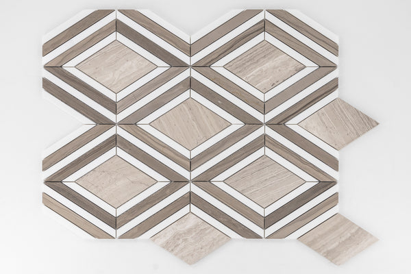 Beachwood Jewel with White Thassos and Driftwood Waterjet Honed & Polished Mixed