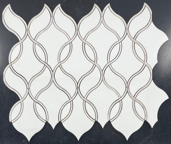 Crystal White Tulip with Carrara Waterjet Polished