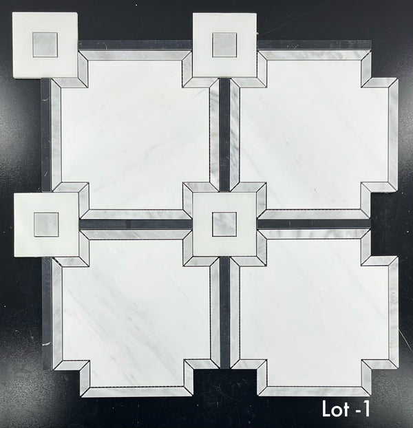 Pearl White Sintra with Mystic Gray and Black Waterjet Honed