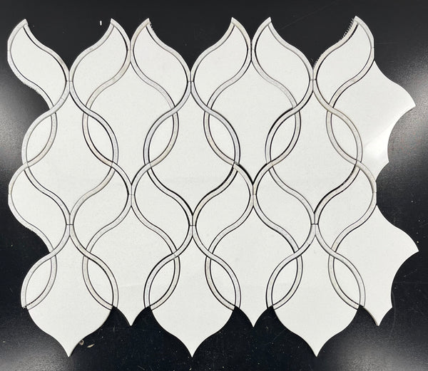 Crystal White Tulip with Light Blue Celeste Waterjet Polished