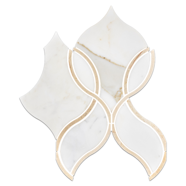 Calacatta Gold Tulip with Crema Marfil Waterjet Honed