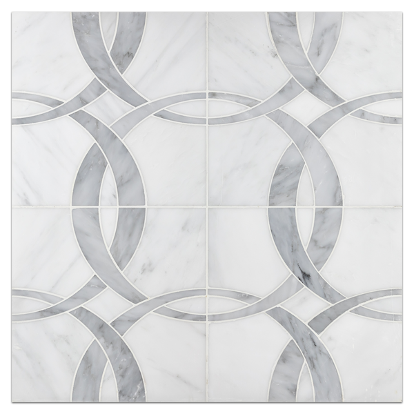 Pearl White Ribbon with Mystic Gray Waterjet Polished