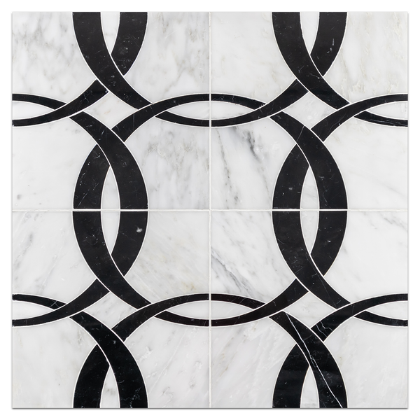 Pearl White Ribbon with Black Waterjet Polished