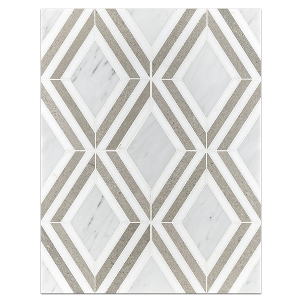 Carrara Jewel with White Thassos and Sand Dollar Waterjet Polished