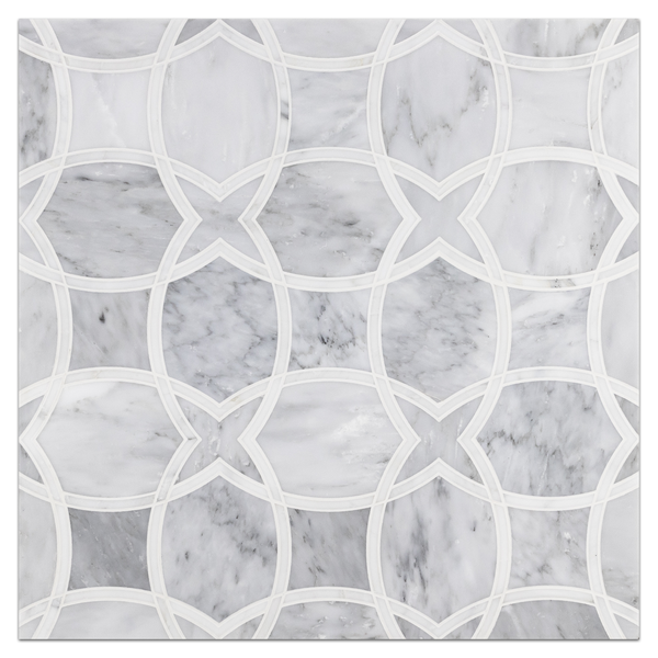 Mystic Gray Isola with Pearl White Waterjet Honed