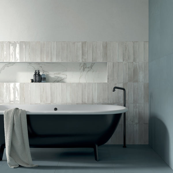 Porcelana brillante Timeless White de 12" x 24"