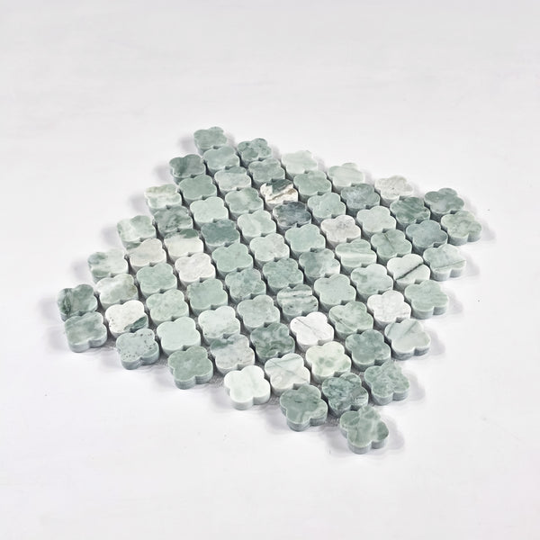 Emerald Green Clover Mosaic Honed