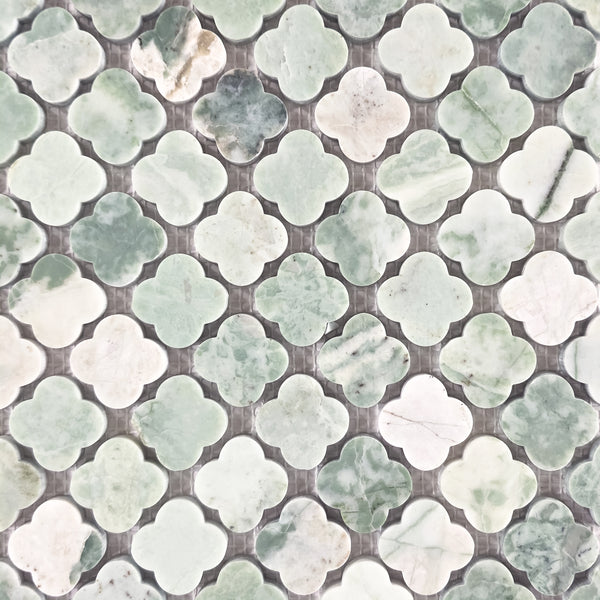 Emerald Green Clover Mosaic Honed