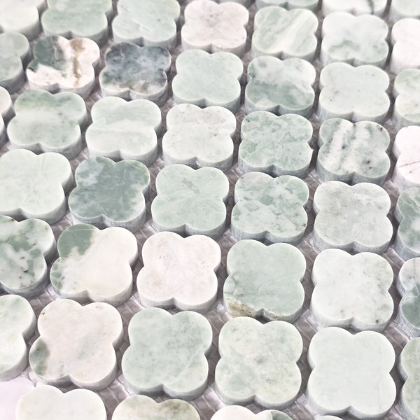 Emerald Green Clover Mosaic Honed