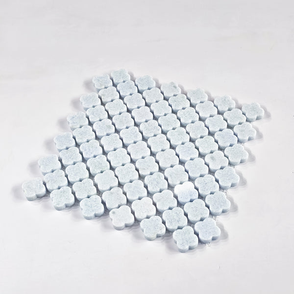 Blue Celeste Clover Mosaic Honed
