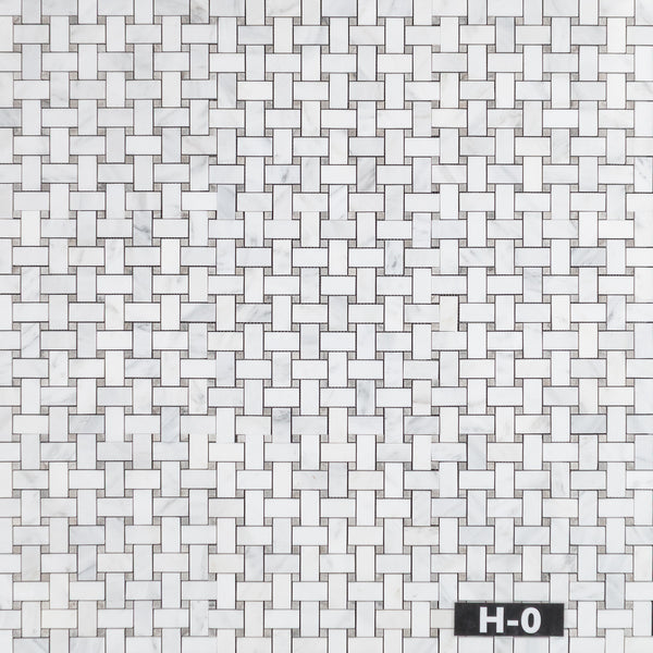 Tejido de cesta blanco perla con mosaico de puntos gris templo de 3/8" pulido