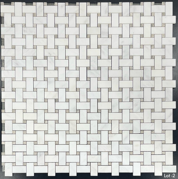 Tejido de cesta blanco perla con mosaico de puntos gris templo de 3/8" pulido
