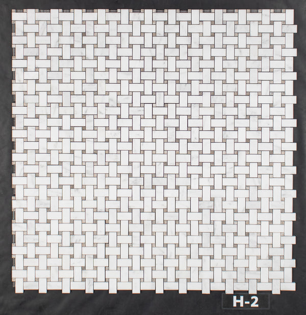 Tejido de cesta blanco perla con mosaico de puntos gris templo de 3/8" pulido