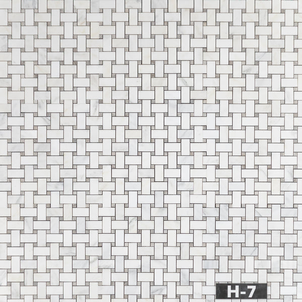 Tejido de cesta blanco perla con mosaico de puntos gris templo de 3/8" pulido