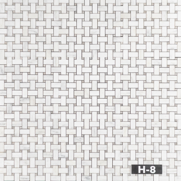 Tejido de cesta blanco perla con mosaico de puntos gris templo de 3/8" pulido