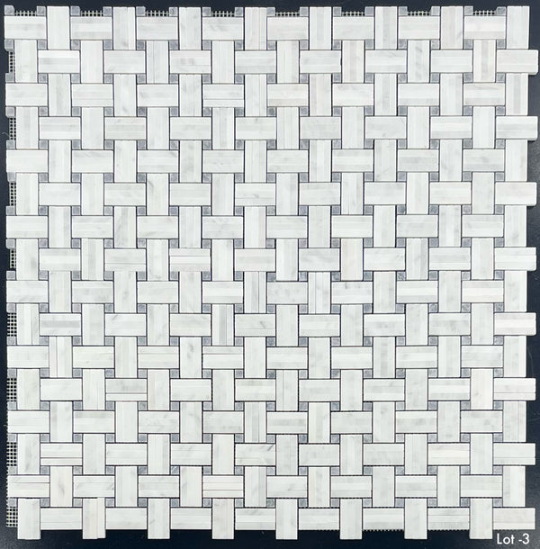 Tri-Weave blanco perla con mosaico de puntos gris Pacífico de 3/8" pulido