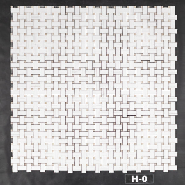 Dolomite Tri-Weave with 3/8" Crema Marfil Dot Mosaic Honed