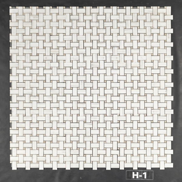 Dolomita Tri-Weave con mosaico de puntos Crema Marfil de 3/8" pulido