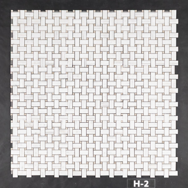 Dolomite Tri-Weave with 3/8" Crema Marfil Dot Mosaic Honed
