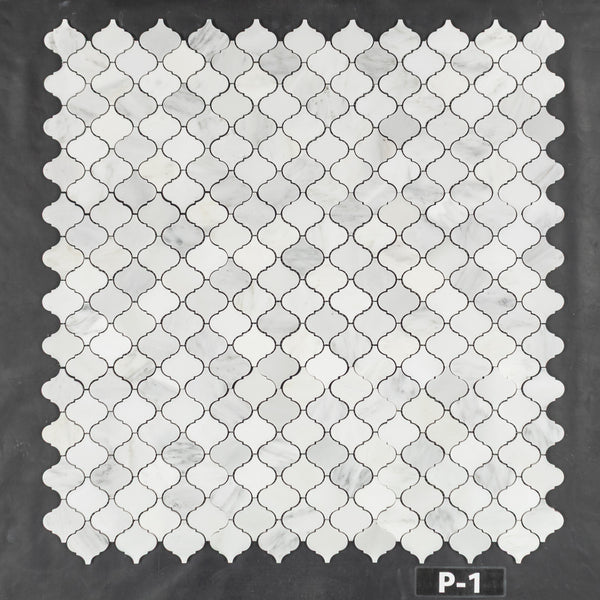 Pearl White 3" Lantern Mosaic Polished