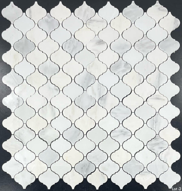 Pearl White 3" Lantern Mosaic Polished