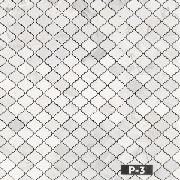 Pearl White 3" Lantern Mosaic Polished
