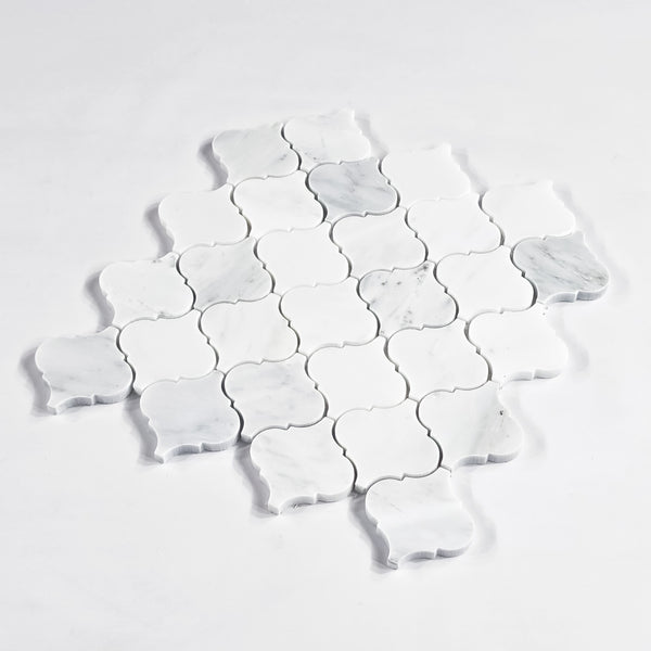 Pearl White 3" Lantern Mosaic Polished