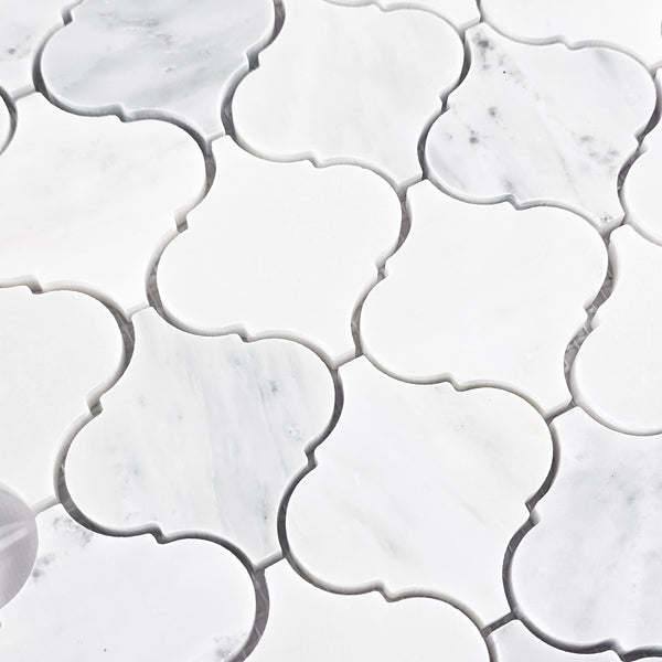 Pearl White 3" Lantern Mosaic Polished