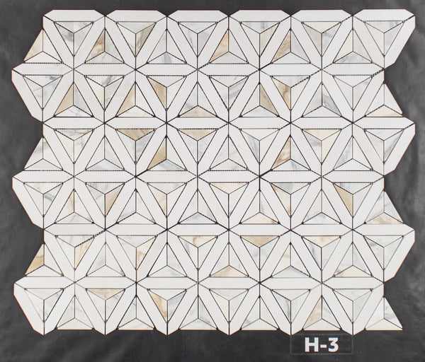 Thassos Siena blanco con mosaico de oro Calacatta pulido