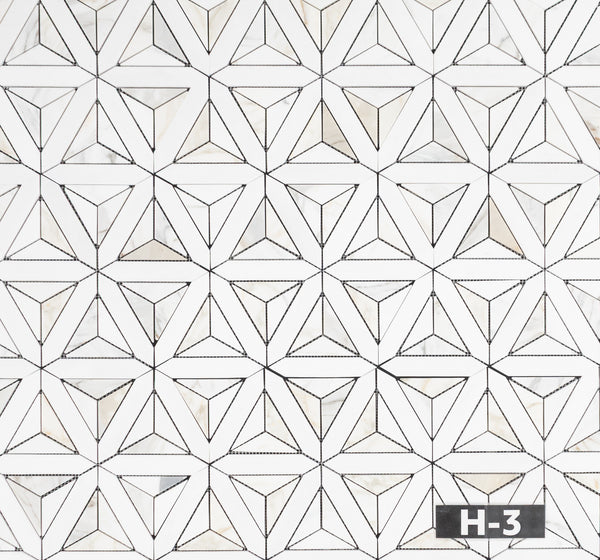 Thassos Siena blanco con mosaico de oro Calacatta pulido