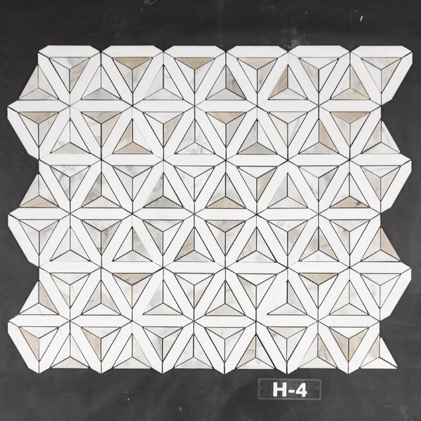 Thassos Siena blanco con mosaico de oro Calacatta pulido