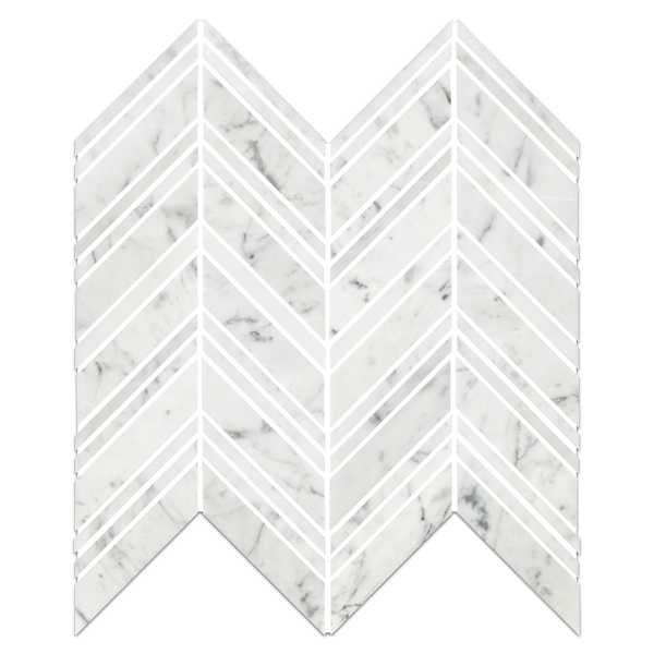 Bianco Carrara Chevron Mosaic Honed