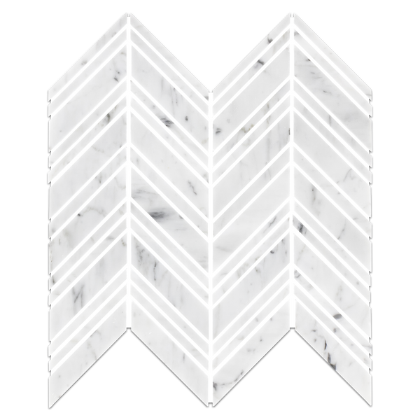 **STOCK LIMITADO** Mosaico Bianco Carrara Chevron Pulido