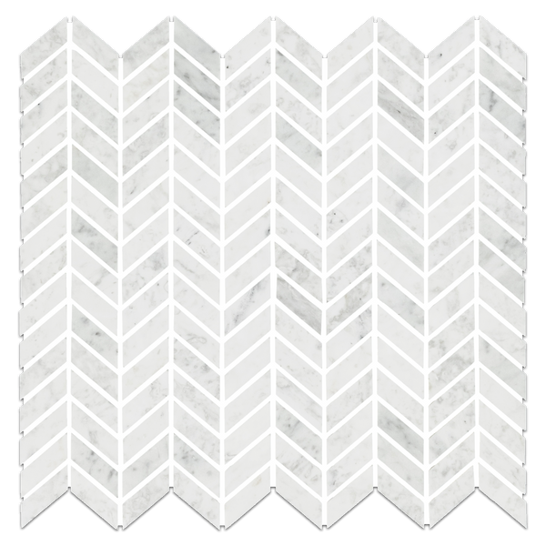 **STOCK LIMITADO** Bianco Carrara Petite Chevron Mosaico Pulido