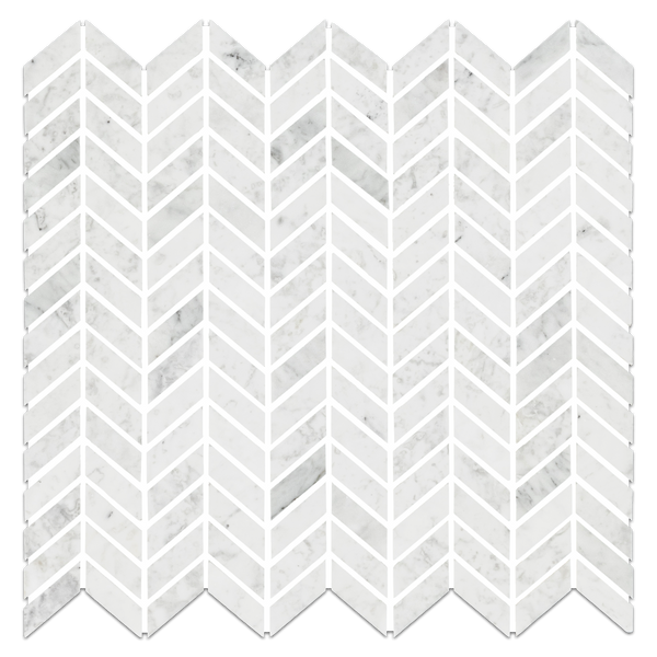 **STOCK LIMITADO** Mosaico Bianco Carrara Petite Chevron Pulido