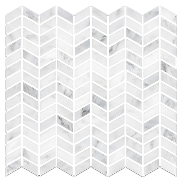 Pearl White Petite Chevron Mosaic Honed