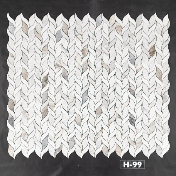 Bianco Oro Petal Mosaic Honed