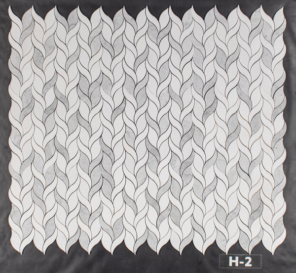 Pétalo de Thassos blanco con mosaico de Carrara pulido