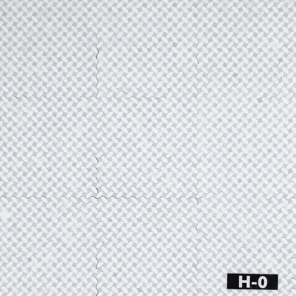 White Thassos & Blue Celeste Twilight Mosaic Honed
