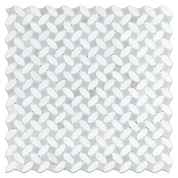 White Thassos & Blue Celeste Twilight Mosaic Honed